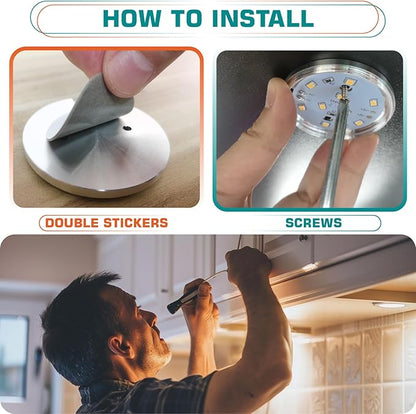 Under Counter Lights, Curio Cabinet LED Puck Lighting, 110V Wall Plugged in - Image 3