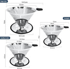 Pour Over Coffee Dripper-Stainless Steel Coffee Filter,Reusable Drip Cone Coffee Filter Portable Pour for 1-4 Cup (With Silicone Ring, M)