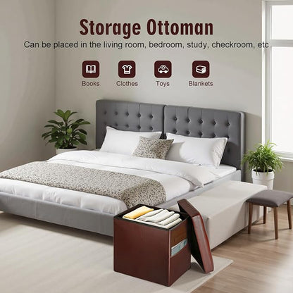 Ottoman with Storage, Folding Foot Rest Stool with Thicker Foam Padded Seat. - Image 4
