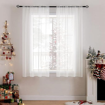 MIULEE Ivory Window Sheer Curtains 2 Panels Width 38 x Length 63 Inches | Sheer by MIULEE