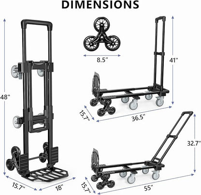 KEDSUM 3-in-1 Convertible Stair Climbing Dolly, 660LBS Heavy Duty Dolly Cart - Image 7