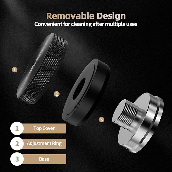 MHW-3BOMBER 58mm Espresso Distributor, Height Adjustable Espresso Distribution Tool, Coffee Distributor with Non-slip Pattern, 58.35mm Espresso Leveler for 58mm/58.3mm/58.5mm Portafilter,T5248L4-OS