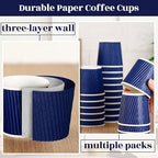 Yaomiao 200 x Disposable Espresso Cups, 4 oz, Corrugated Paper, Insulated, Heat Resistant, Blue, for Party, Cold Drinks, Tea