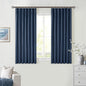 Navy Blue Pinch Pleat 100% Blackout Linen Curtains 2 Layers 45 Inch Long | by Twodrapes