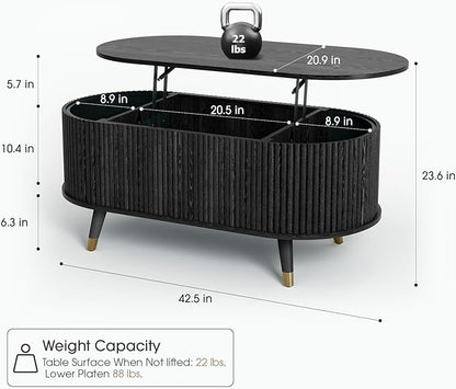 JOINICE 42.5" Oval Lift Top Coffee Table - Image 2