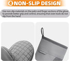 Mini Oven Mitts, Kitchen Oven Gloves Kitchen Mittens 500 Degrees Heat Resistant Baking Gloves, Non-Slip Silicone Surface with Hanging Loops Hot Gloves for Cooking, Baking, BBQ 1 Pair-Gray