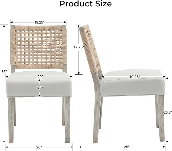 LZAREAL Farmhouse Dining Chairs Set of 6 Linen Fabric Upholstered Accent Side - Image 3