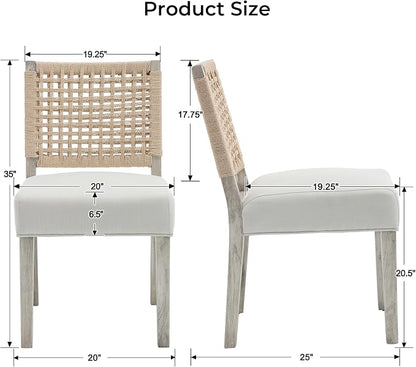 LZAREAL Farmhouse Dining Chairs Set of 6 Linen Fabric Upholstered Accent Side - Image 3