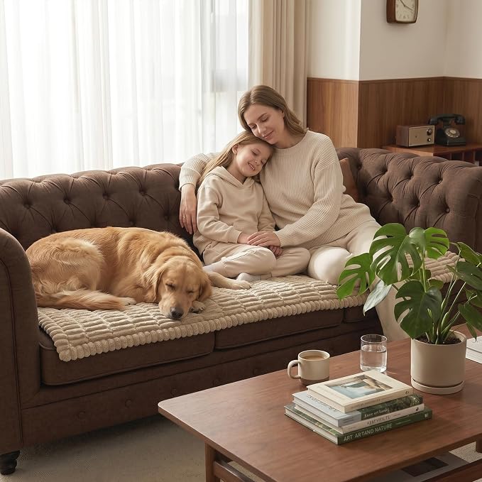 Fixwal Waterproof Flannel Dog Couch Cover, 27.6" x 47", Coffee | Integrated TPU - Image 9