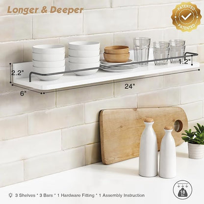 Forbena Floating Shelves for Wall 24 Inches Long, Modern White Wall Shelving - Image 3