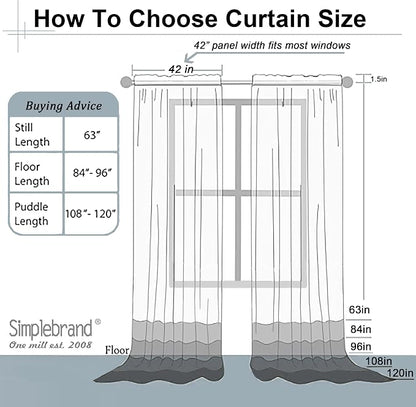 Simplebrand Black Sheer Curtains 108 Inches Long, Extra Long Rod Pocket Solid - Image 8