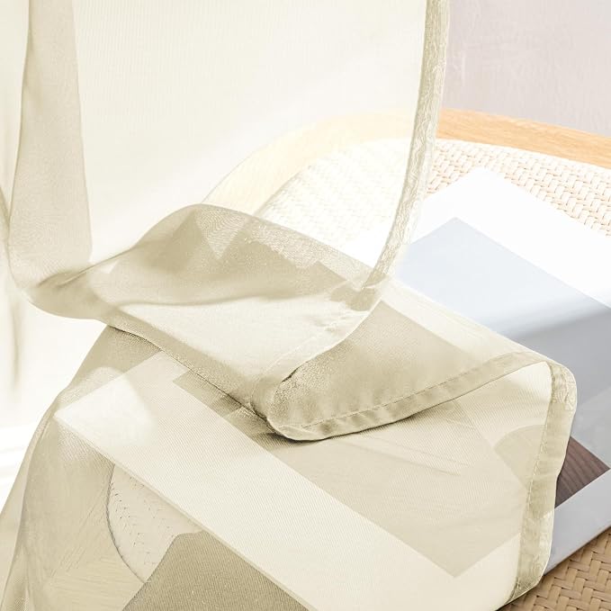 MIULEE Light Cream Sheer Curtains 72 Inches Long 4 Panels 42 x 72 Inches | - Image 7