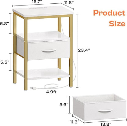 SUPERJARE Nightstand with Charging Station, Bed Side Table with Adjustable - Image 7