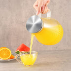 Glass Pitcher with Lid and Spout, veecom 80oz Water Pitchers for Drinks, Large Glass Jug for Juice, Lemonade, Beverage, Iced Tea Pitcher for Fridge, Heat Resistant Water Carafe with Brush