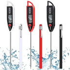 3 Set Waterproof Food Thermometer for Water, Liquid, Candle and Cooking Digital Meat Thermometer with Long Probe Instant Read for Kitchen BBQ Grill Candy (Black,White,Red)