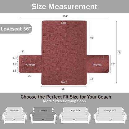Red Loveseat Covers 2 Cushion Couch, Water-Repellent Sofa Cover - Image 6