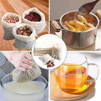 Eketirry Spice Bags, 10pcs Reusable Empty Tea Bags, Muslin Strainer Bags, Soup Bags for Cooking, Natural Cotton Fine Mesh Cheesecloth Bags for Cold Brew Coffee(3 x4" &8 x10")