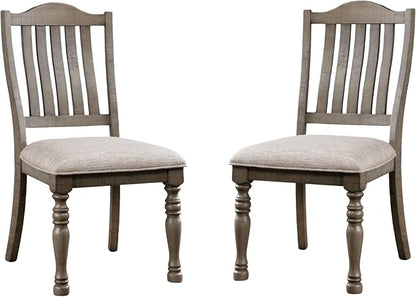 Transitional Style 2pcs Side Chairs Antique Gray Solid Wood Gray Fabric Dining - Image 5