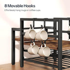 HOOBRO K Cup Holder, Coffee Pod Organizer for Counter, 70 Capacity Pods Storage Organizer, Coffee Maker Stand with Mug Rack, Coffee Station for Syrup, Rustic Brown and Black BF03CR01