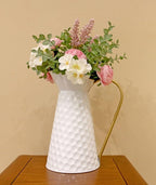 Elegant White Metal Decorative Flower Vase,Farmhouse Galvanized Pitcher,Rustic Milk Jug for Home Decor…
