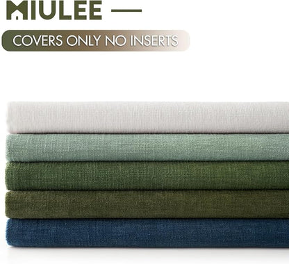 MIULEE Greyish Green Chenille Couch Throw Pillow Covers, 20x20 | Set of 2 - Image 6