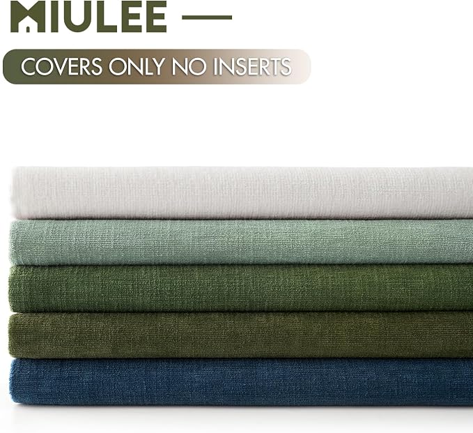 MIULEE Greyish Green Chenille Couch Throw Pillow Covers, 18x18 | Set of 2 - Image 6
