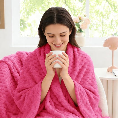 BEDELITE Hot Pink Twin Blanket for Couch, Soft Cozy Gifts for Women, 60*80 | 3D - Image 4