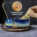 Matcha Whisk Set,6Pcs Matcha Kit Includes Matcha Whisk and Holder,Matcha Bowl with Spout,Matcha Sifter and 2Pcs Matcha Spoon,Suitable as a gift for those who like matcha (Gradient Blue)