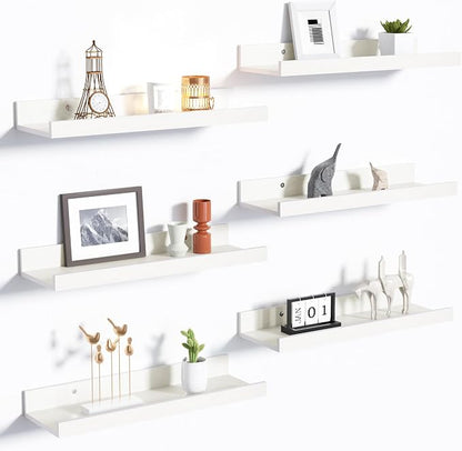 upsimples Floating Shelves for Wall, Wall Shelves for Decor Storage Set of 6 by upsimples