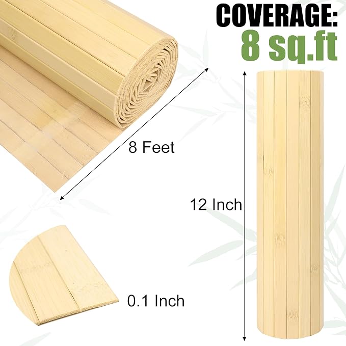 2 Pack Bamboo Wall Panel for Interior Wall Decor, Renewable Pole Wrap - Image 2