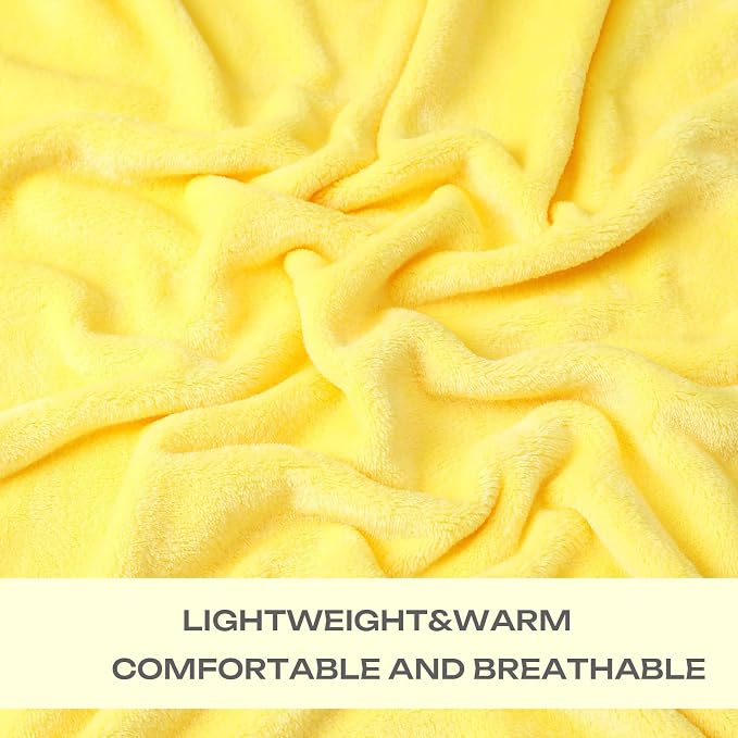 Yellow Fleece Plush Throw Blanket 50"x60"for Couch Sofa Fuzzy Cozy Flannel | - Image 3