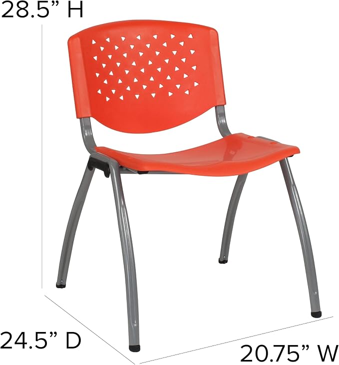 Flash Furniture HERCULES Series 880 lb. Capacity Orange Plastic Stack Chair - Image 3