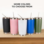 OMTech 20oz Tumblers Bulk, 12pc Stainless Steel Tumbler Set with Lid & Straw, Double Wall Vacuum Insulated Mug for Laser Engraver, Travel Coffee Mug for Hot & Cold Drinks, Pink Powder Coated Cup