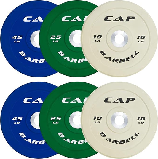 CAP Barbell 2-Inch Olympic Bumper Plate Weight Set with 6 Post Rack | 100-370 lbs | Multiple Options