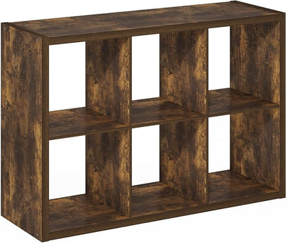 Furinno Cubicle Book Shelf, 6-Cube Bookshelf, Extra Thick Frame Horizontally & - Image 11
