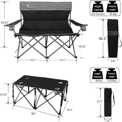 Camping Chair Set of 3, Outdoor Folding Camping Chairs - Image 3