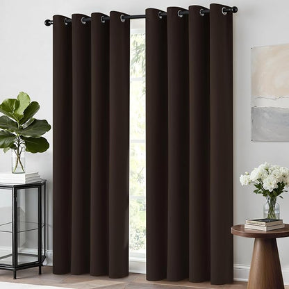Yakamok Room Darkening Curtains 52x84 inch Length Dark Brown-Living Room | 2 - Image 3