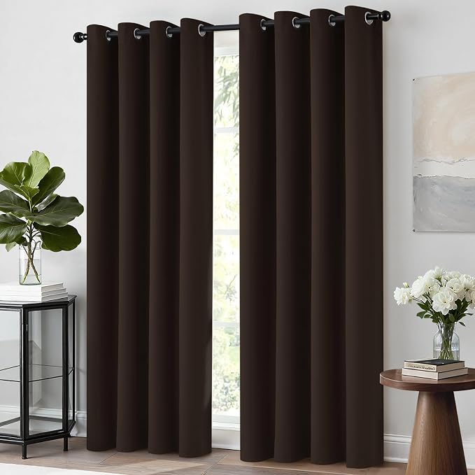 Yakamok Room Darkening Curtains 52x96 inch Length Dark Brown-Living Room | 2 - Image 4