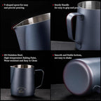 Milk Frothing Pitcher, 20OZ/600ML Stainless Steel Espresso Steaming Pitcher Coffee Milk Frother Cup with Handle and Scale