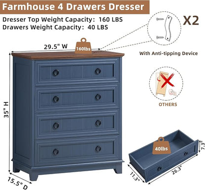 Joaxswe Farmhouse 4 Drawer Dresser - Image 2