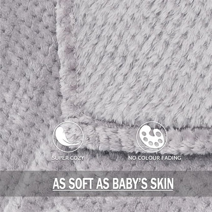 Exclusivo Mezcla Soft Waffle Fleece Bed Blanket Queen Size, Light Gray | - Image 7