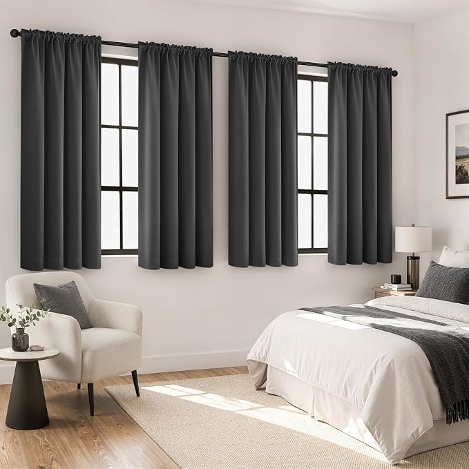 MIULEE Grey Blackout Curtains 4 Panels Set 72 Inch Length Bedroom | Thermal by MIULEE