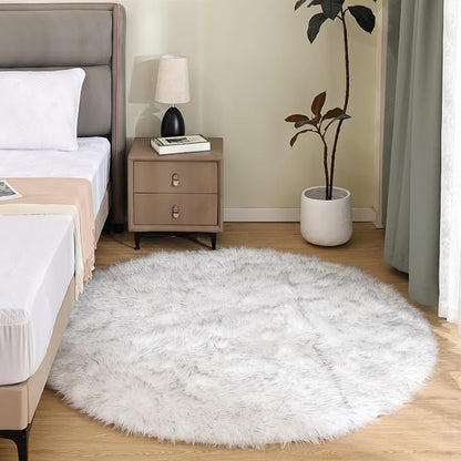 Latepis Circle Rugs 6.7ft for Living Room White by Latepis