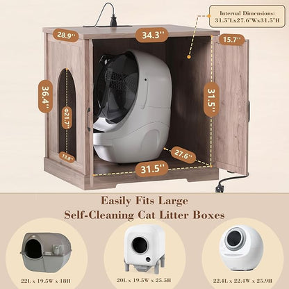 Heybly 34.5" Litter Box Enclosure, Large Robot Cabinet - Image 4