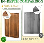 2 Pcs Acacia Wood Serving Tray, Charcuterie Boards Rectangular Wooden Platter, Large Serving Tray Wood Kitchen Display Tray for Food, Cookie, Dessert, Fruit, Snack, Vegetable, 13" x 9" x 0.6"