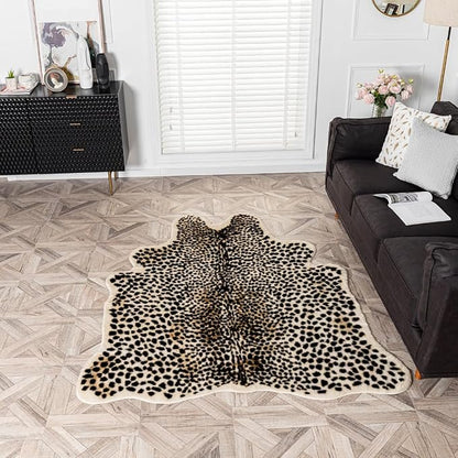 Huichenxing2021FURSTORE Faux Cheetah Area Rug Animals Printed Hide Mats Leopard - Image 6
