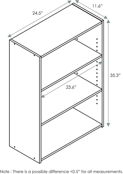 Furinno WRIGHT Book Shelf, 3-Tier Modern Bookshelf, Bookcase - Image 3