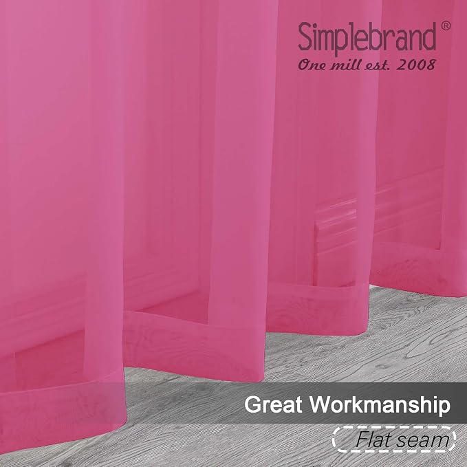 Simplebrand Rod Pocket Top Solid Voile Sheer Curtains - Image 2
