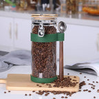 KKC Vacuum Sealed Coffee Bean Storage Container with Scoop,Airtight Glass Container Jar with Hinged Lid and Spoon for Ground Coffee,Loose Leaf Tea,Brown Sugar,Nut,Oatmeal,54 Fl oz