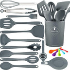 18 Pcs Cooking Utensils Set, Kitchen Utensils Set with Utensil Holder, 446°F Heat Resistant Silicone Spatula Set, Kitchen Gadgets Tools Set for Nonstick Cookware BPA FREE
